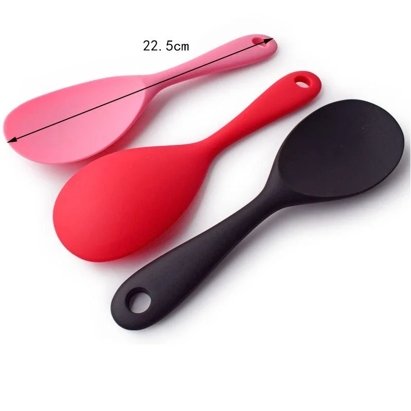 Description Picture 2 of itemHanging Silicone Rice Spoon Kitchen Ladle Non-stick Saucepan Electric Rice Cooker Cooking Scoop with Holes Household Items