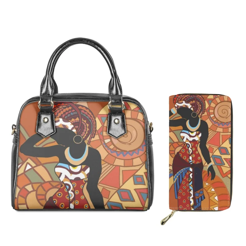 

Twoheartsgirl African Women Pattern Female's Top-handle Bags Girls Portable Shoulder Sac Purse Casual Lady Messenger Phone Pouch