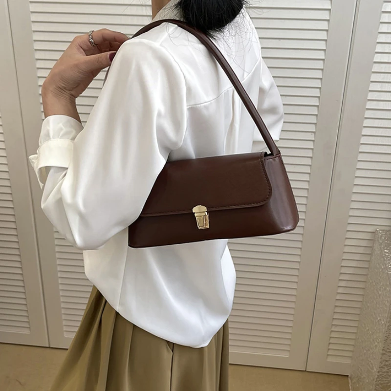 Women's Shoulder Bag Handbag Retro Underarm Bag Fashion Simple Solid Color New Hand Shoulder Bag