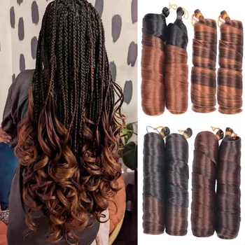 Loose Wave Braiding Hair Synthetic Spiral Curls Crochet Hair Extensions Pre Stretched French Curls Ombre Braids Hair For Women 1