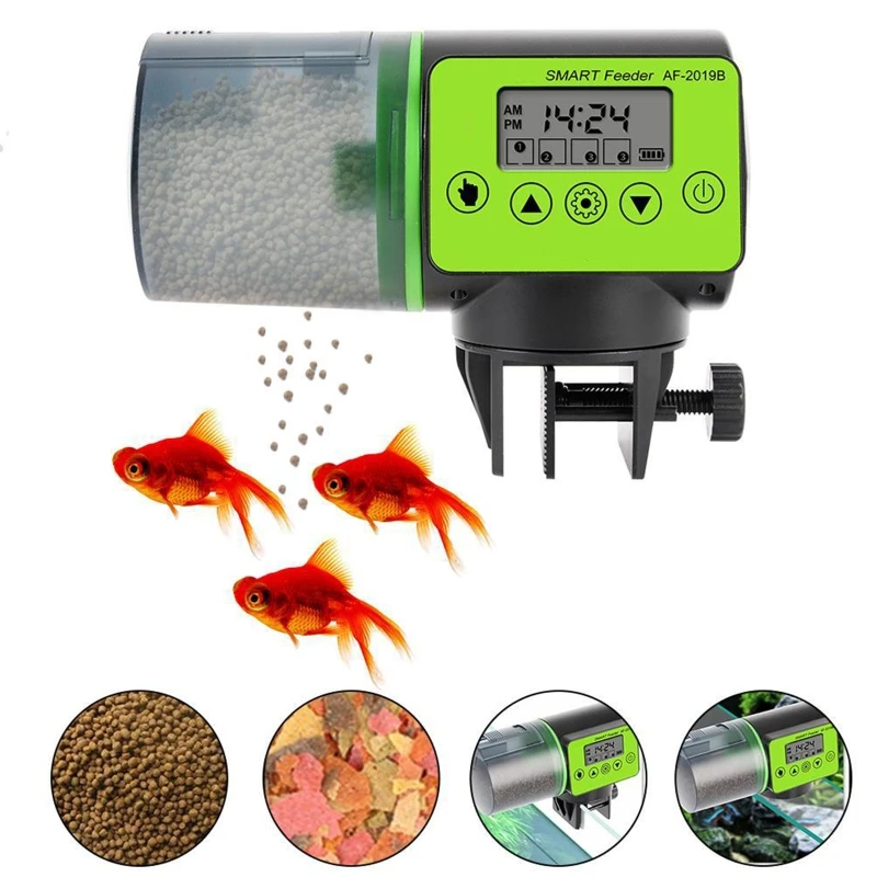 gat instant gevaarlijk A9LB Automatische Vis Feeder Oplaadbare Timer Fish Feeder Batterij  Aangedreven Visvoer Dispenser Voor Aquarium Fish Tank - AliExpress