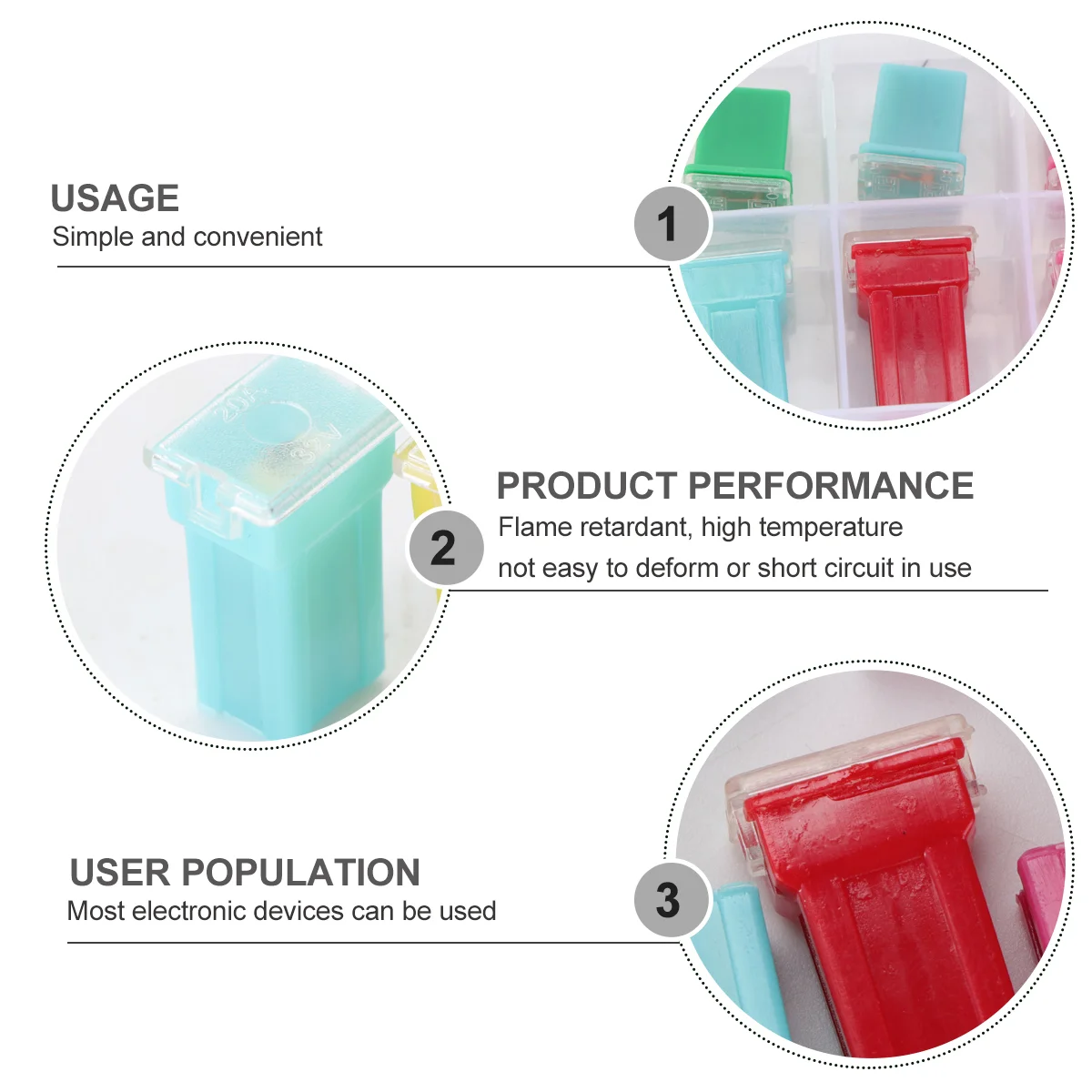 Car Fuse Jcase Fuse Box Shaped Low Tall Profile Assortment 10Pcs 20A 30A 40A 50A 60A Automotive Parts