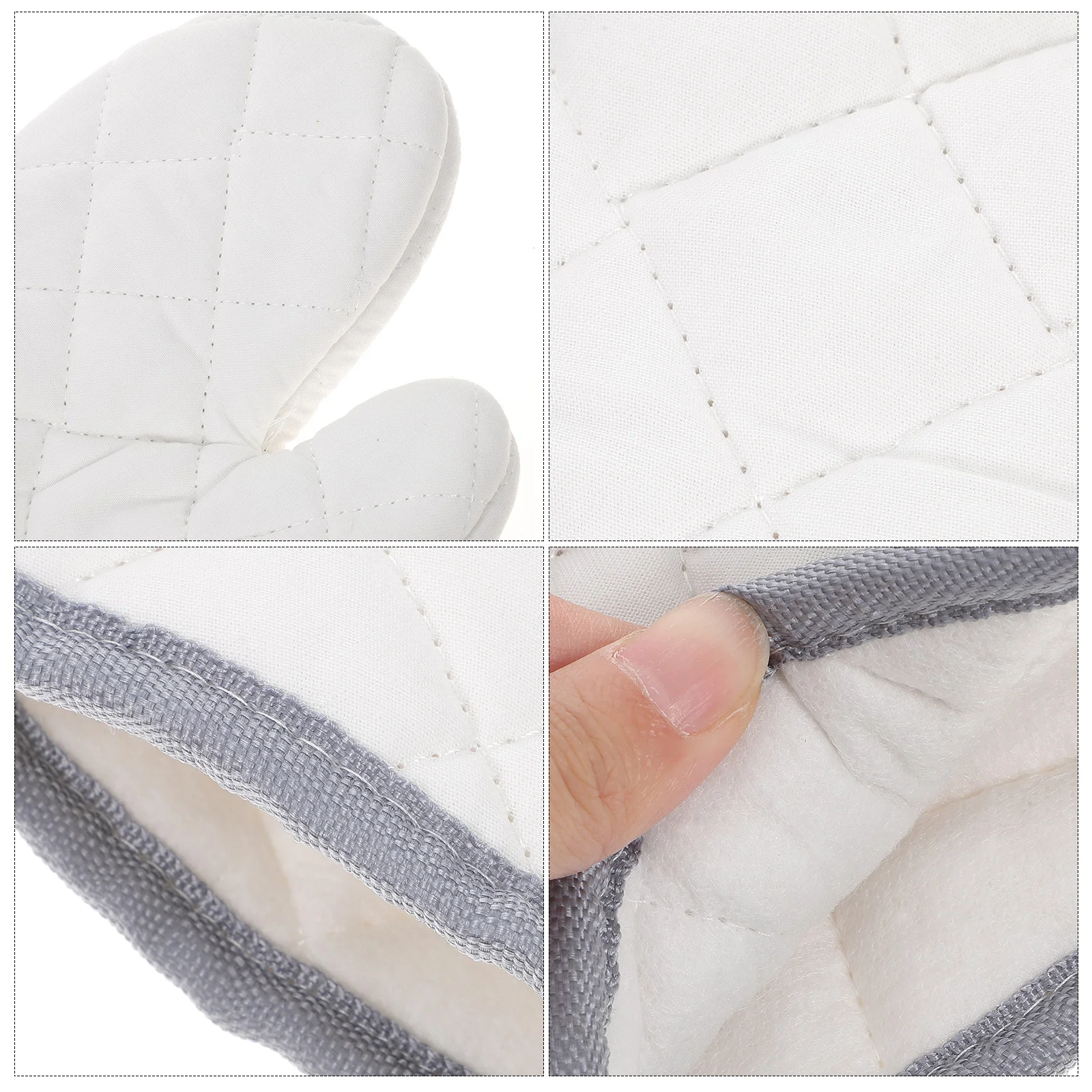 White Cotton Non Slip Heat Resistant Gloves Kitchen Oven Mitts Cooking Tools Restaurant Cotton Fabric Soft Safe Heat Proof