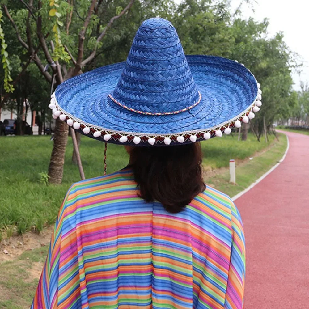 Mexican Party Hat Sun Hat Sun Protection Hat Colorful Wide Brim Straw Hats Summer Outdoor Sun Hat Sombrero Halloween Party Decor Apparel Accessories