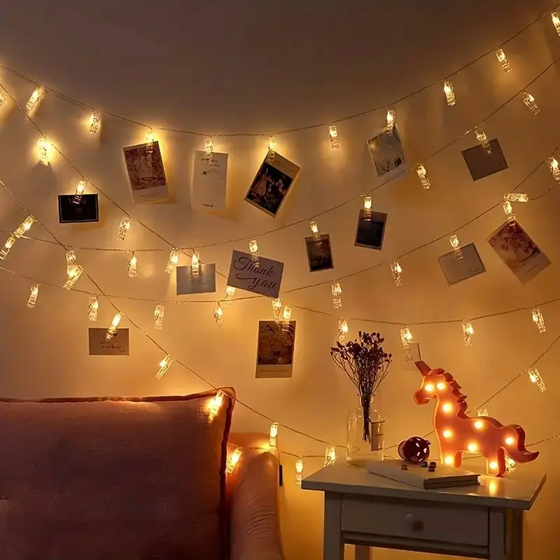 1 Pack of Photo Clip Light String for Hanging Photos USB Power Supply Suitable for Room Decoration Birthdays Parties Weddings