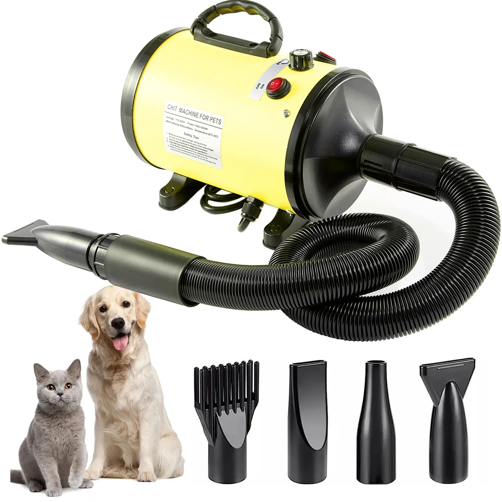 2800W Pet Grooming Dryer Adjustable Speed Temperature Control Dog Blow Dryer Quick Drying High Power Pet Cat Dog Bath Hair