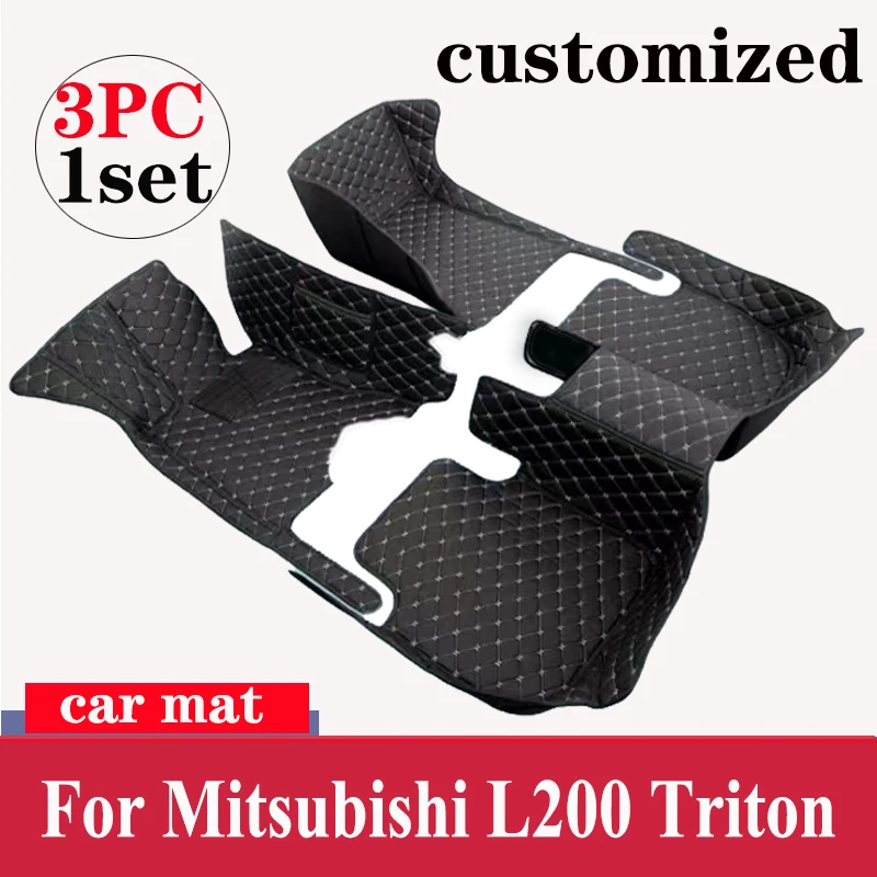 

Custom Made Leather Car Floor Mats For Mitsubishi L200 Triton 2016 2017 2018 2019 2020 2021 Carpets Rugs Foot Pads Accessories