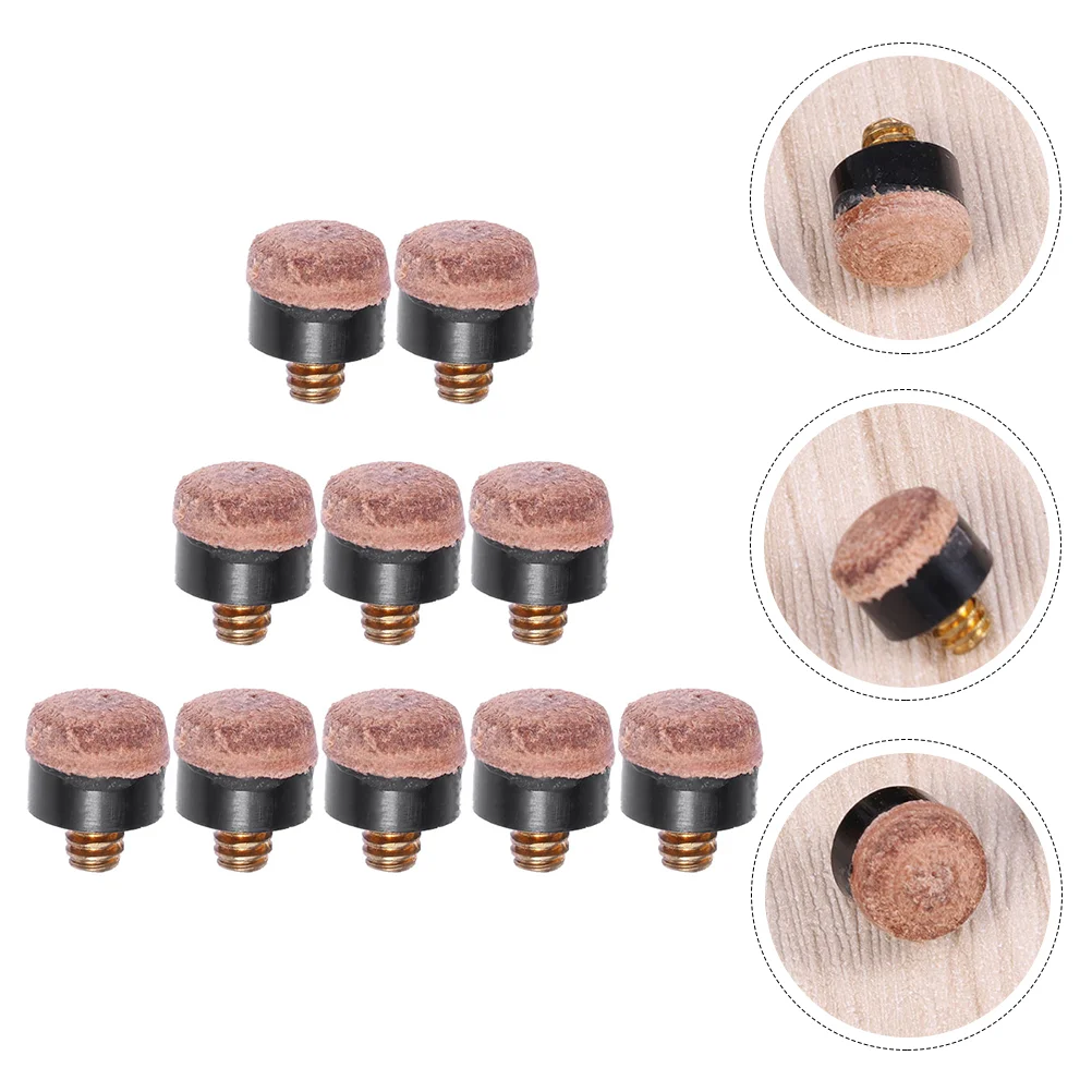 20 Pcs Screw Head Pool Cue Tips Cues Replacement Accessories Billiard for Skin