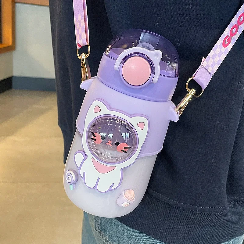 700ml Kids Water Bottle for School Boys Girl Cup With Straw BPA Free Cute Cartoon Leakproof Mug Portable Travel Drinking Tumbler