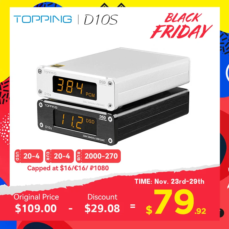 Topping D10 Gebalanceerde HiFi DAC USB Decoder ES9038Q2M DAC TRS/XLR Uitgang XMOS XU208 PCM384KHz DSD256 Mini Desktop DAC Digitaal-Analoog-Converter Sliver