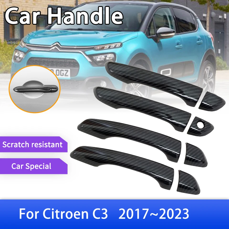 Fit für Citroen C3 Kreuz SX SY 2017 ~ 2023 2019 2020 2022 Carbon Faser  Außentür Griff Abdeckung Auto dekoration Zubehör Aufkleber - AliExpress