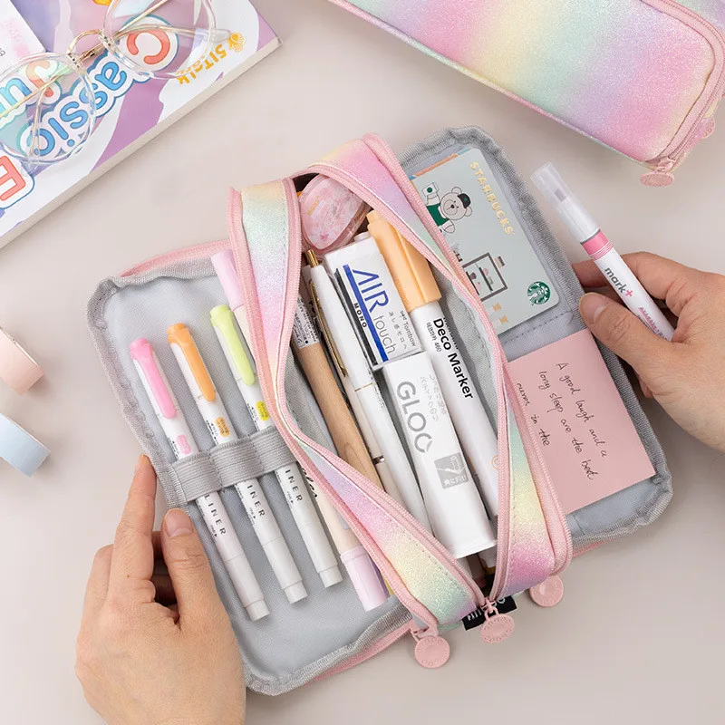 Haile – trousse à crayons en toile pour filles et garçons, trousse à  crayons de grande capacité, pochette Kawaii, cadeau de papeterie -  AliExpress