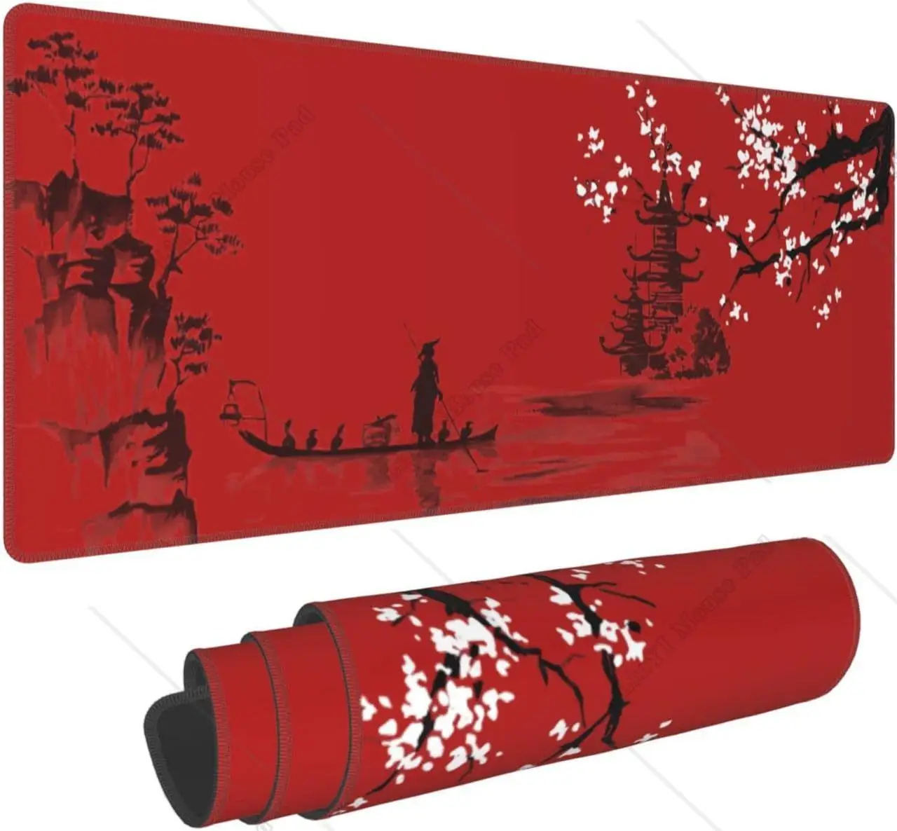 

Large Red Mouse Pad XL Cherry Blossom Anime Gaming Mice Pad with Non-Slip Rubber Base for Office Laptop 31.5'' X 12'' Inch