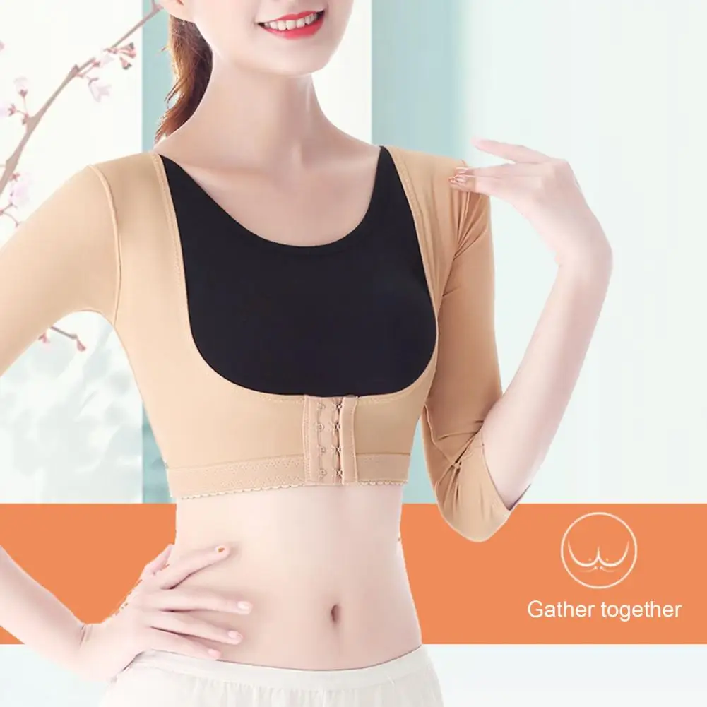 Shoulder Pulling Posture Corrector Women Tops Short Sleeve Bust Push Up Body Shaper Underwear Spinal Curvature Prevention Top body shaper