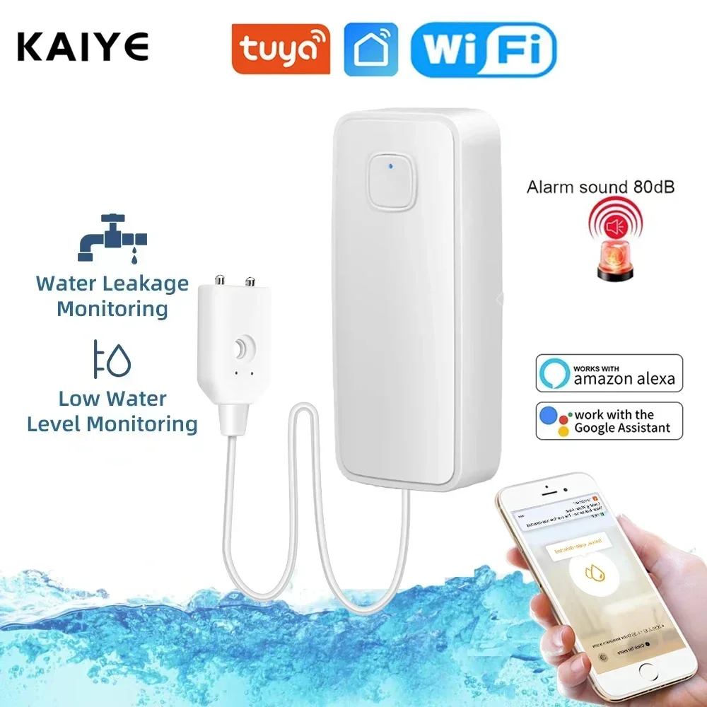 

Tuya WiFi Smart Water Leak Sensor Sound Alarm System Water Overflow Level Detector Flood Leakage Smart Home Security Protection
