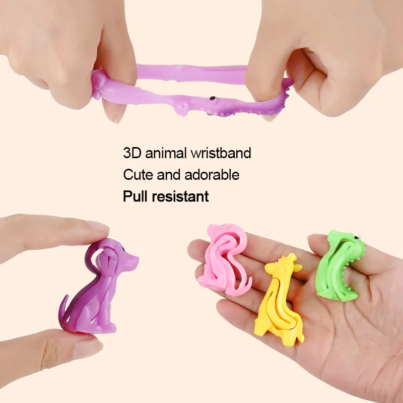 5/10/20Pcs Funny Animal Dinosaur Bracelet Stress Relief Sensory Toy Kids Birthday Party Favors Pinata Filler Baby Shower Wedding