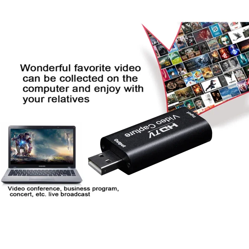 HD 4K 비디오 캡처 카드 USB3.0 2.0 HDTV 비디오 그래버 레코드 박스 (PS4 게임, DVD, 캠코더, 카메라 녹화, 라이브 스트리밍용)