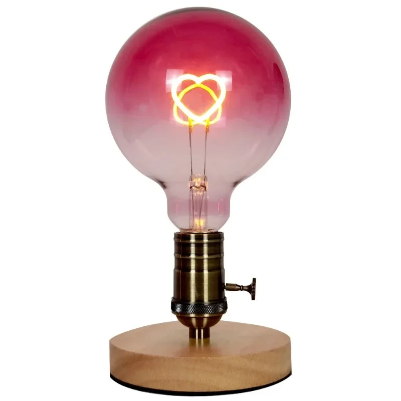 Pink Love Heart Creative LED Bulb 110V 220V AC DIM 2W G125 E27 Screw Night Light Atmosphere Night Lamp For Home Bedroom Decor