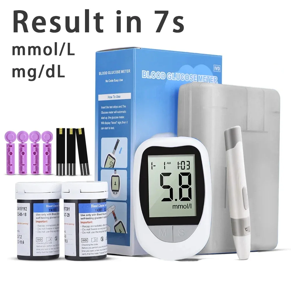 Blood Pressure Monitor Blood Glucose Meter Medical Glucometer Kit Tester With 50Pcs Test Strips & Lancets Needles