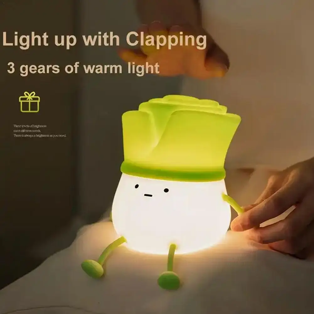 

Creative Leek Baby Night Light Dimming Timer USB Charging Children's Night Lamp For Bedroom Bedside Decor Xmas Gift Nightlight