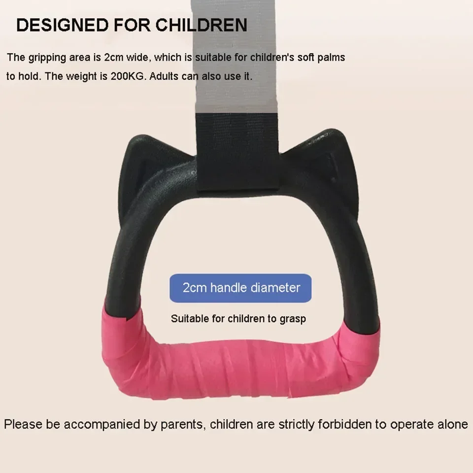 Kids Gymnastic Rings Sling Ring Fitness Household Horizontal Bar Pull-up Indoor Sports Lumbar Traction Handle Children Fitness gym pull accessories