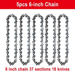 Mini Steel Chainsaw Chain - 1/4 for 4, 6, 8 Electric Chainsaws - Durable Replacement Accessory (5pcs 6-inch Chain)