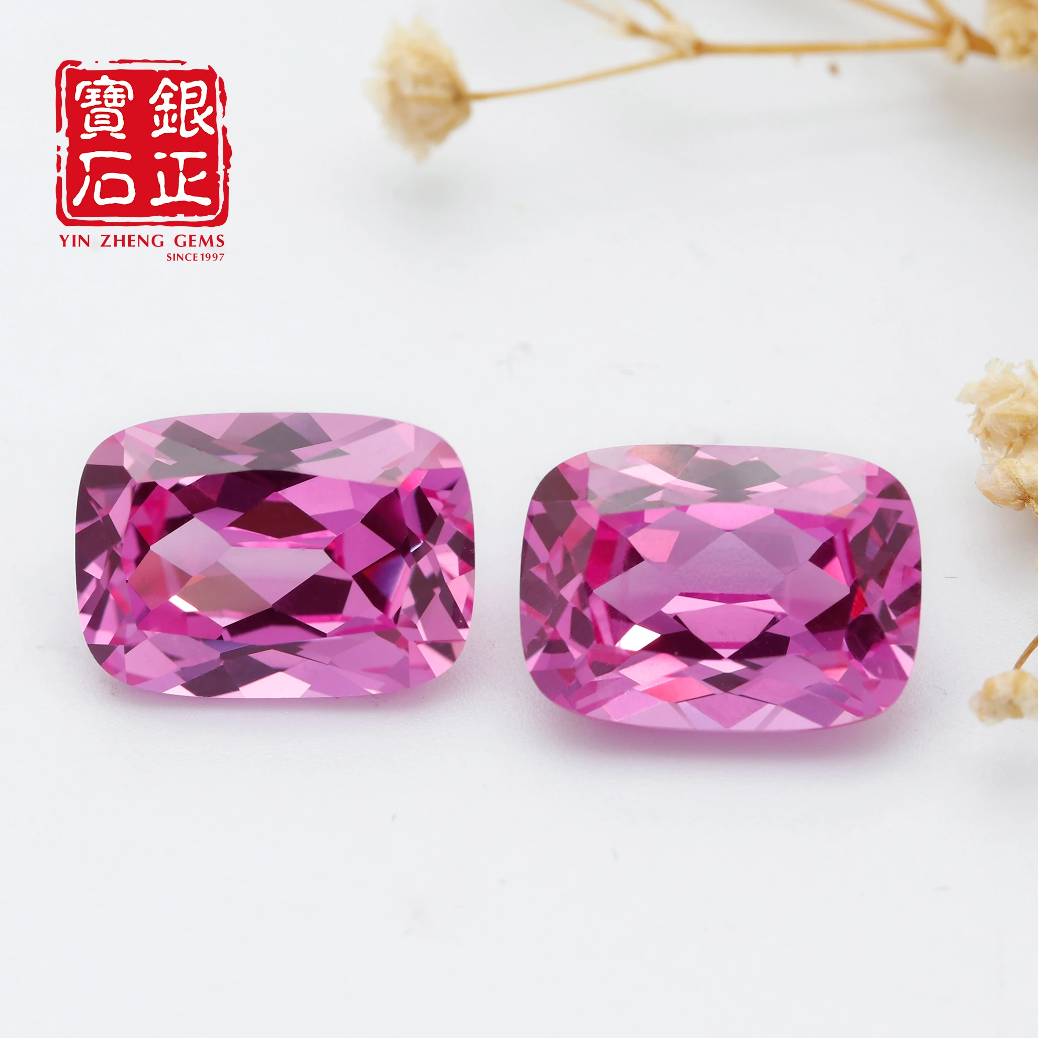 YinZheng Cushion Shape Pink Sapphire Stone Flame Melted Can Be Provide GRC Or AGL Certifacate Synthetic Cultivate Pink Sapphire