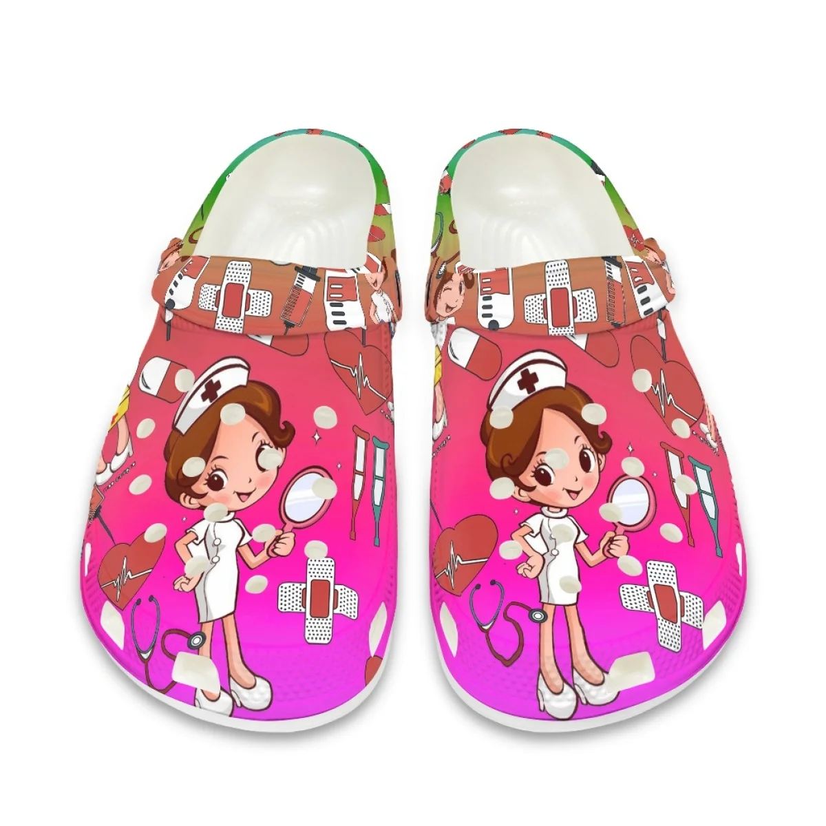 Nurse Doctor Printed Garden Shoes Summer Outdoor Women's Fashion Nursing Slippers Comfortable Lightweight Beach Sandals Female