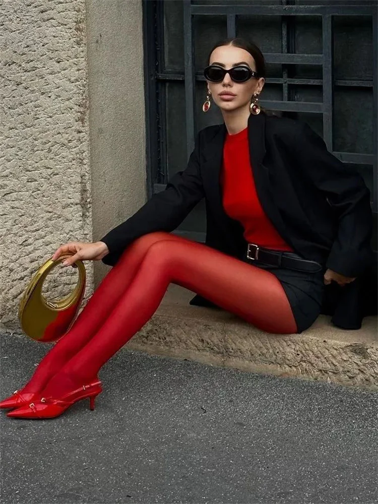 New Tights Women Stockings Slim See-Through Lingerie Lace Leggings Winter Women's Pantyhose Red Bodys Sexy Mujer Bottom