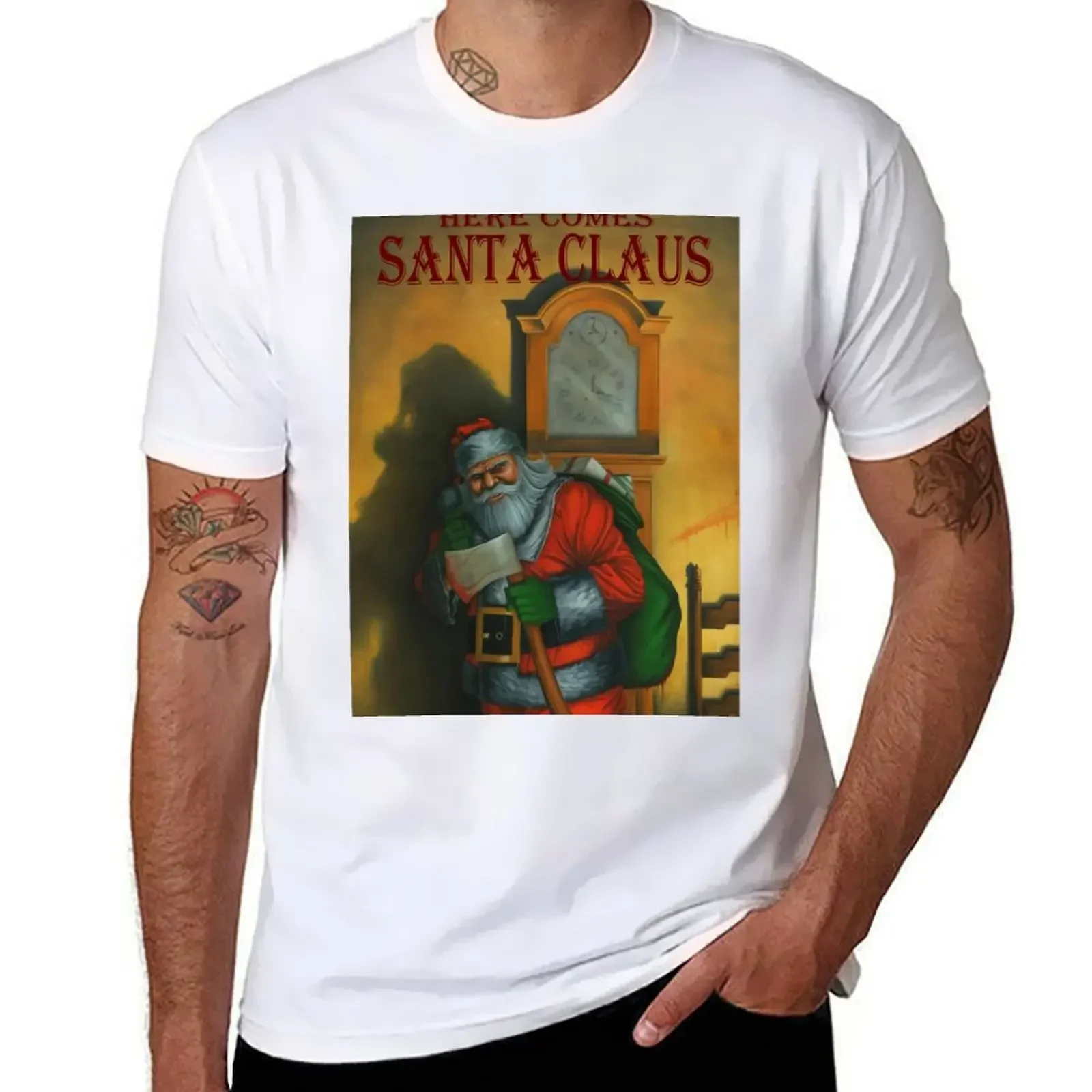 

Evil Santa2-Here Comes Santa Claus T-shirt anime clothes blanks graphics men clothes