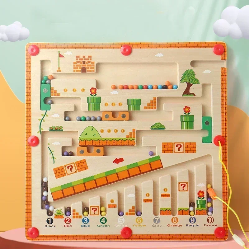 Magnetic Color Number Maze Wooden Board Activities Counting Matching Game Kids Montessori Fine Motor Skills Digital Learning Toy