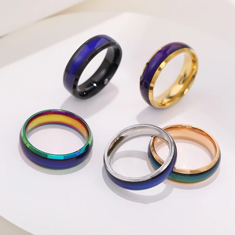 Stainless Steel Finger Ring Smart Sensor Body Temperature Test Fashion Display Real-time Changing Color