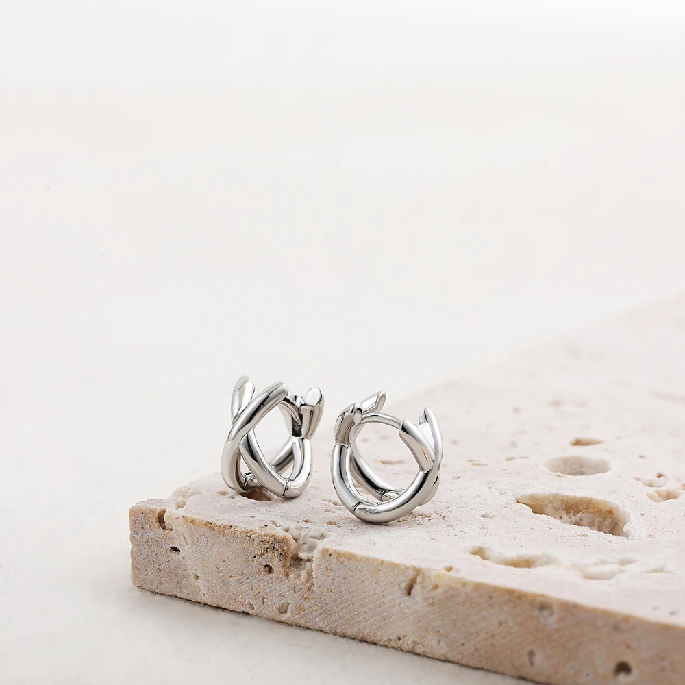 New Criss-cross Small Hoop Earrings for Women Gold Color Metal Ear Bone Aros Huggie Hoops Fashion Party Jewelry Gift 2023 6 New Criss-cross Small Hoop Earrings for Women Gold Color Metal Ear Bone Aros Huggie Hoops Fashion Party Jewelry Gift 2023 - Image 6
