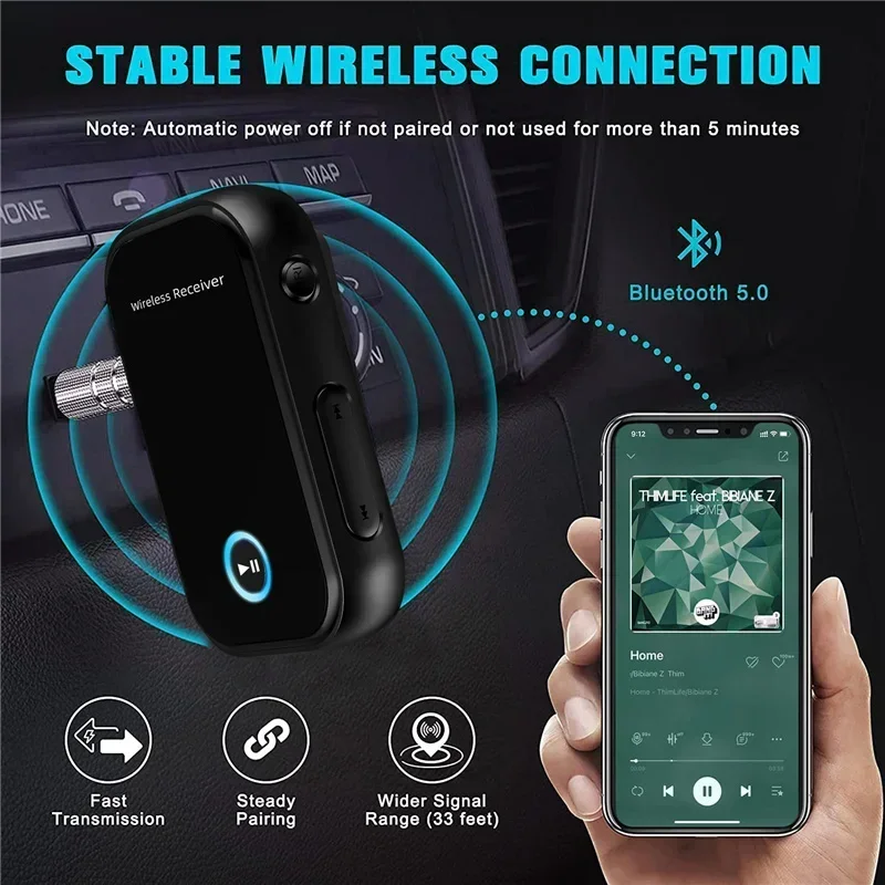 Car Bluetooth 5.0 AUX Adapter Noise Reduction 3.5mm Jack RCA Stereo Wireless Car Audio Receiver with Mic for Amplifier Speaker bluetooth adapter bluetooth audio receiver bluetooth transceiver adapter audio adapter bluetooth aux adaptor