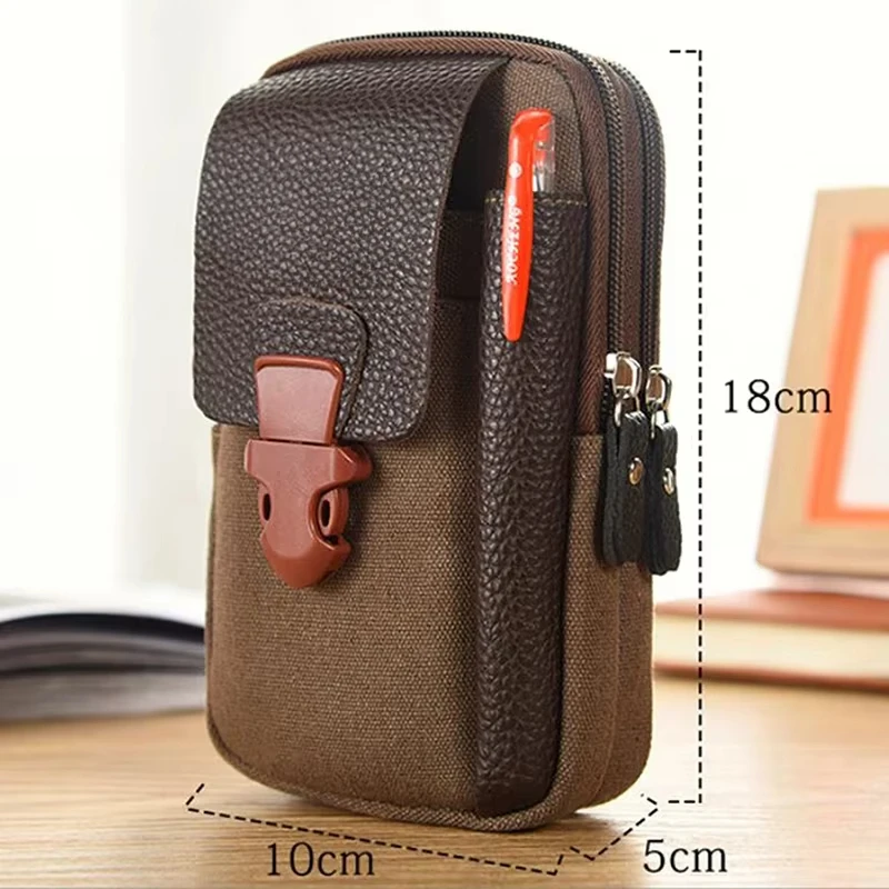Casual Male Zipper Men Waist Bags Small Solid Color Card Holder 4 Inch Phone Packs Belt Fanny Purse Waist Bag