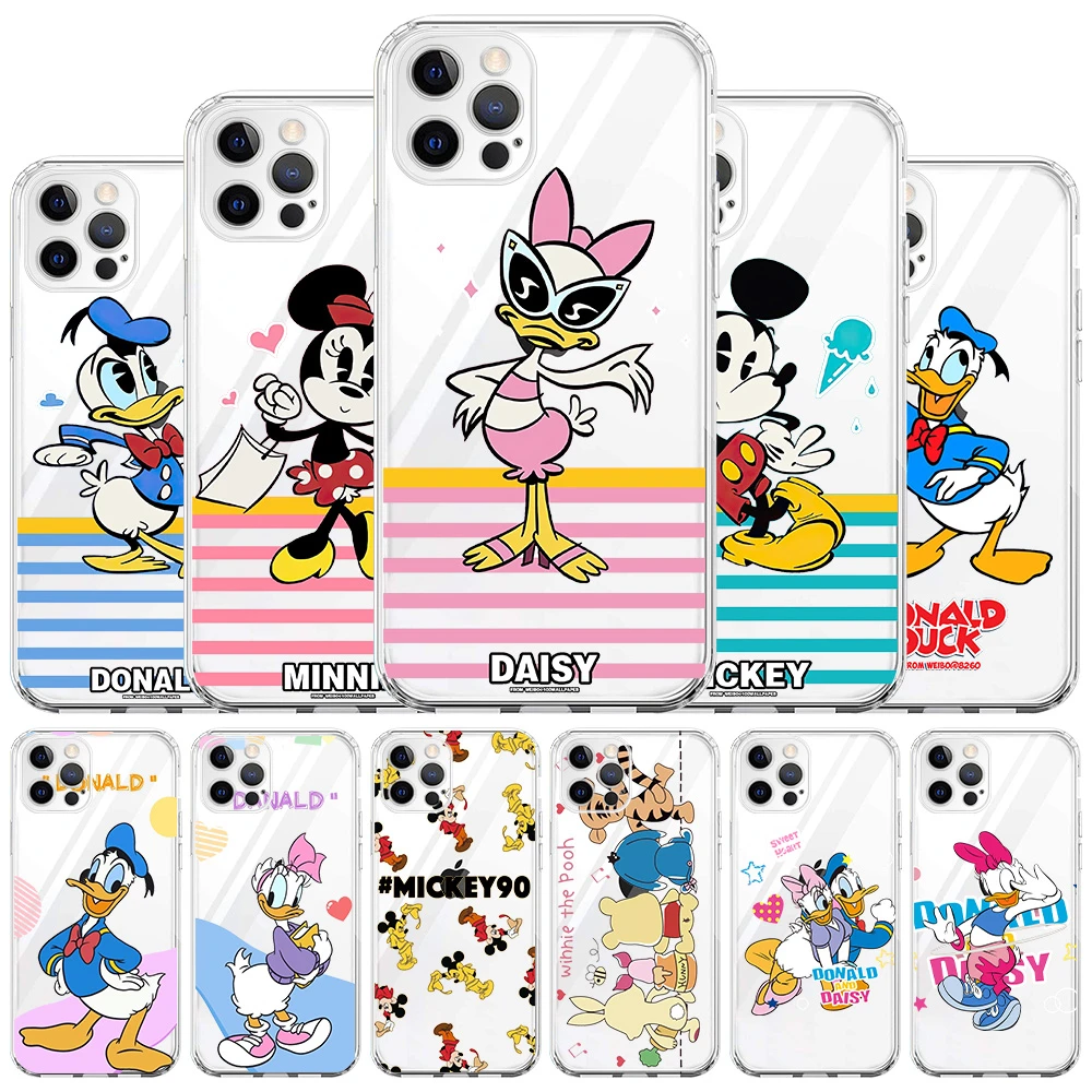 iphone 13 mini flip case Mickey Stich Donald Duck Clear Case For Apple iPhone 13 11 12 Pro Max 7 + XR 8 X 6 6S Plus XS 2022 Transparent Soft Phone Cover best iphone 13 mini case