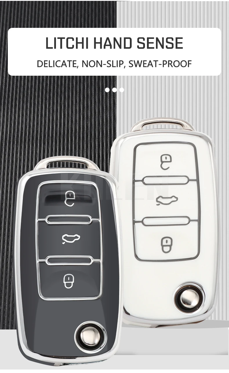 TPU Car Flip Key Case Cover Shell per Volkswagen VW Polo Golf Passat Tiguan Beetle Caddy T5 Up Eos Skoda Octavia Seat Leon Altea 8 TPU Car Flip Key Case Cover Shell per Volkswagen VW Polo Golf Passat Tiguan Beetle Caddy T5 Up Eos Skoda Octavia Seat Leon Altea - S27883965ac7a4f28acf64d7ed8b722521
