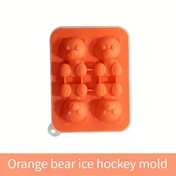 Cute Teddy Bear Silicone Ice Cube Tray - Flexible and Food Grade Mold (Orange)