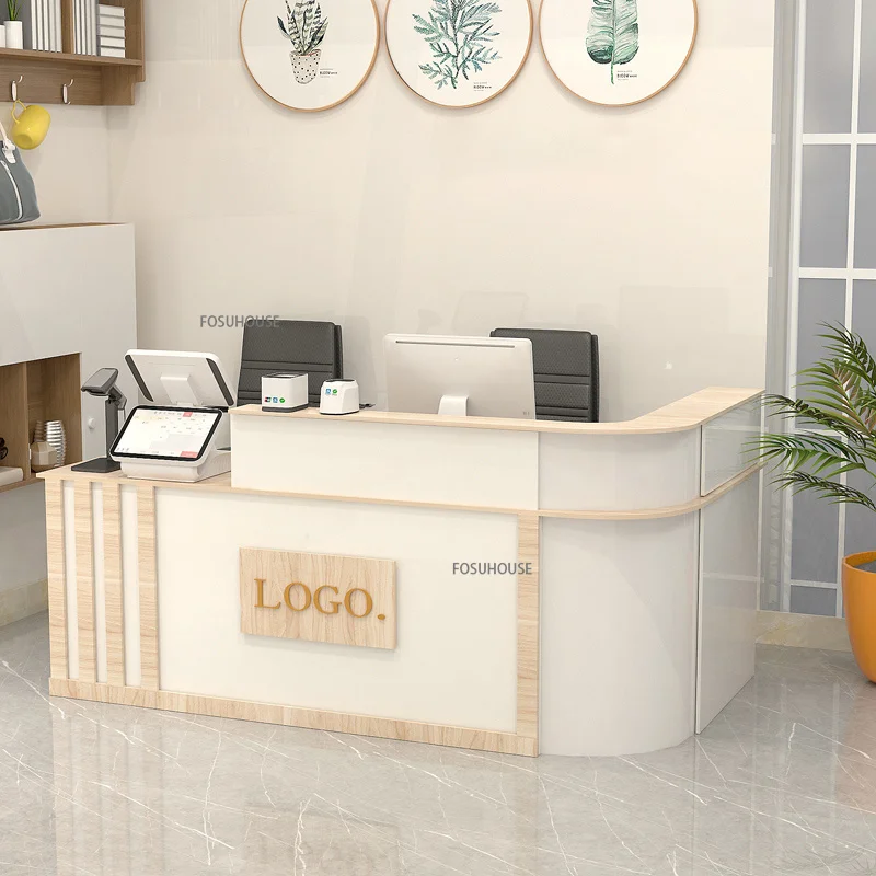 Modern Simple Company Front Desk Reception Desk Office Furniture Beauty Salon Commercial Cashier Parental Advisory Counter