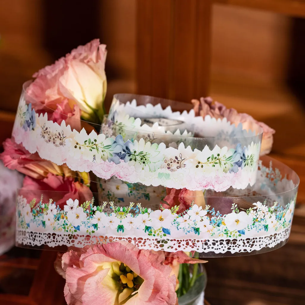 Journamm 30mm*2m PET Lace Tape Decor Sticker Scrapbooking Materials Art Collage Photo Album DIY CUT Creative Stationery 2