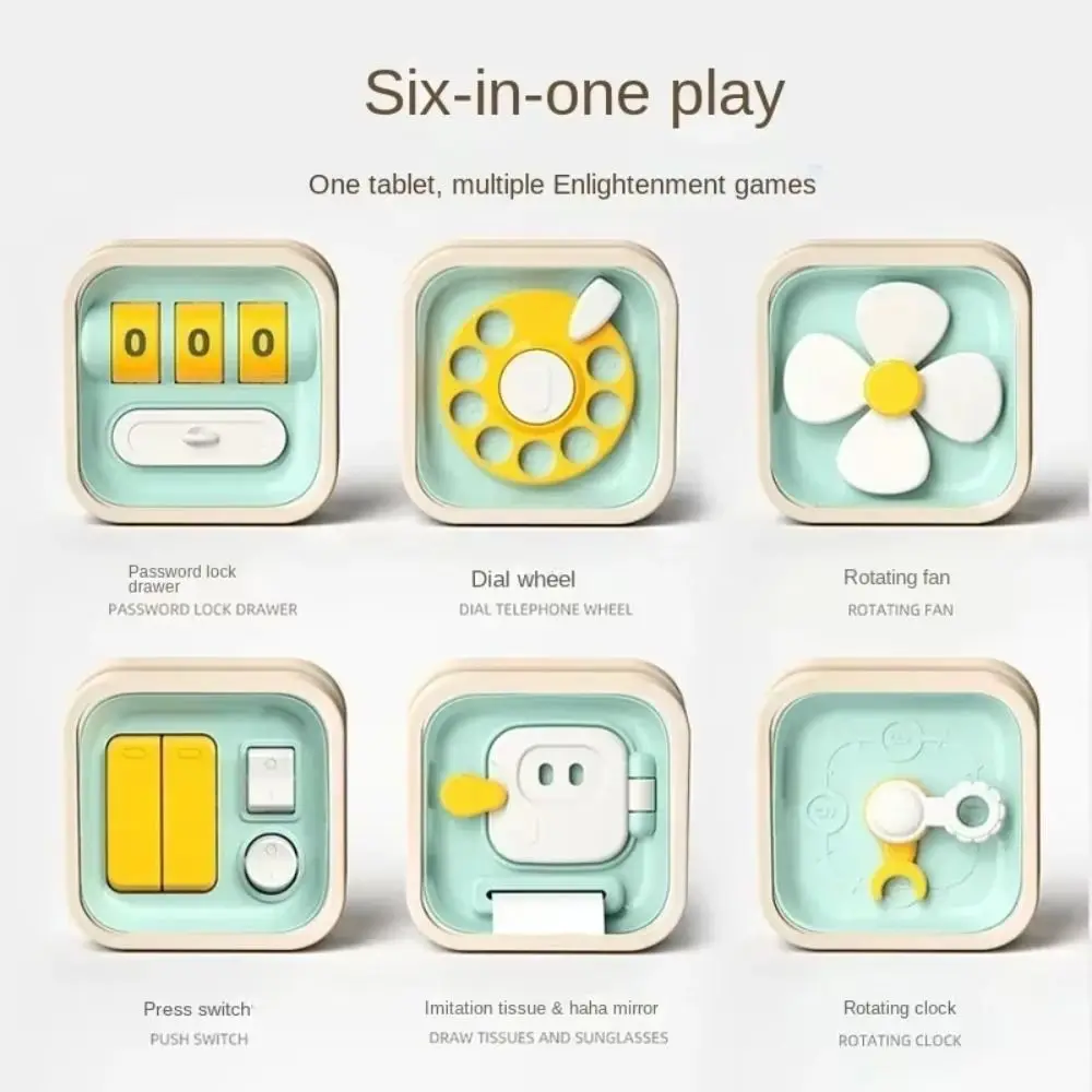 Plastic 6 in 1 Busy Board Puzzle Toy Interactive Multifunction Fidget Toys Learning DIY Sensory Early Education Toys