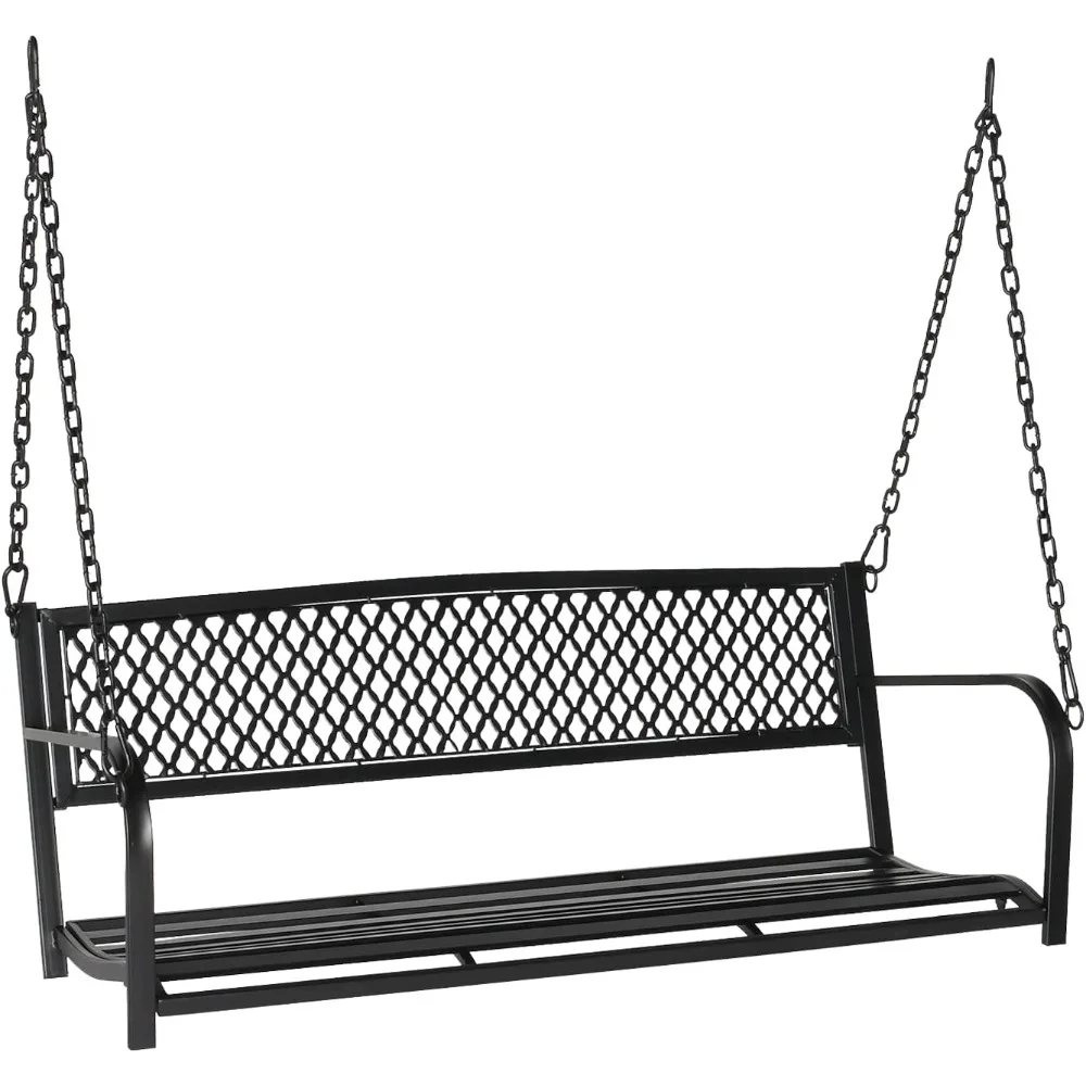 Upgraded Metal Patio Porch Swing, 660 LBS Weight Capacity Steel Porch Swing Chair for Outdoors, Heavy Duty Garden Swing 2