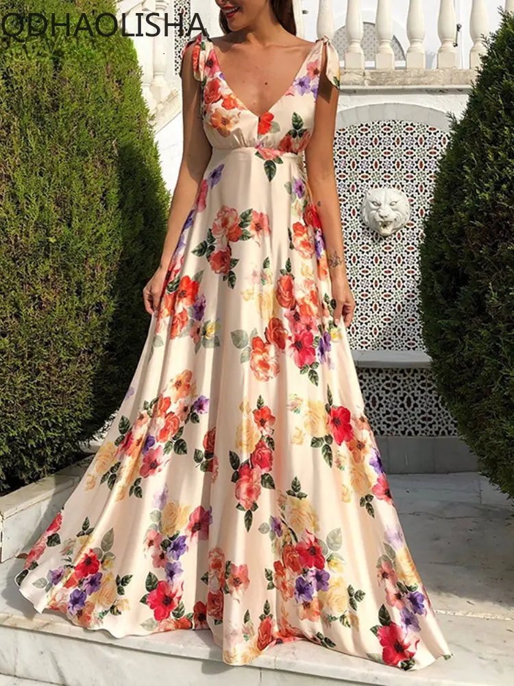

2023 New Summer Dress for Women Streetwear with Leaky Back Printing Large Swing Sleeveless Suspender Fashion Sexy Dress Robe