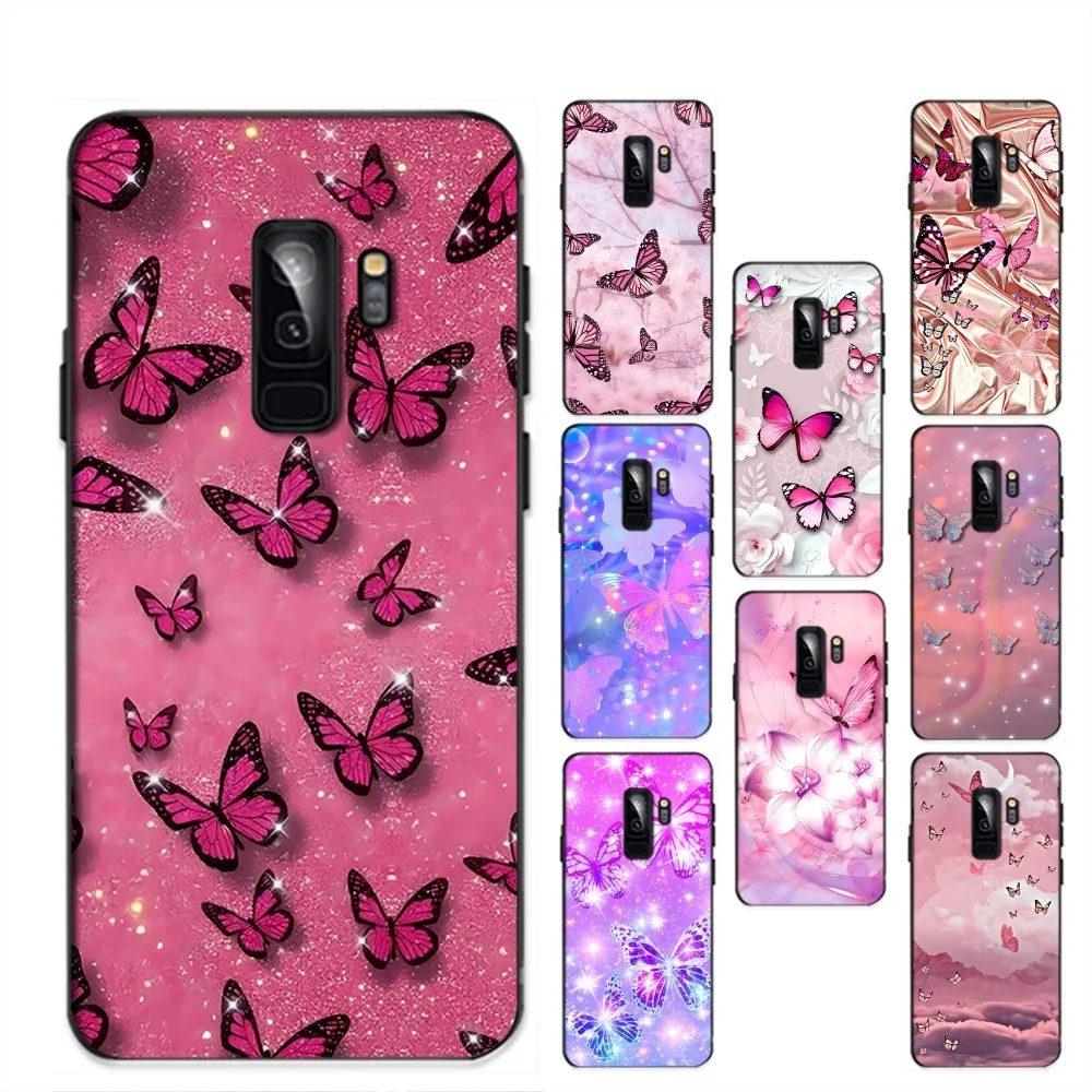 Beauty Pink Butterfly Phone Case Per Samsung S 9 10 20 21 22 23 30 23Plus Lite Ultra Fe S10Lite Fundas