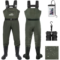 Waterproof Fishing Waders for Men & Women, 2-Ply Nylon/PVC Chest Wader with Boots for Fly Fishing, Fishing Boat Accessories