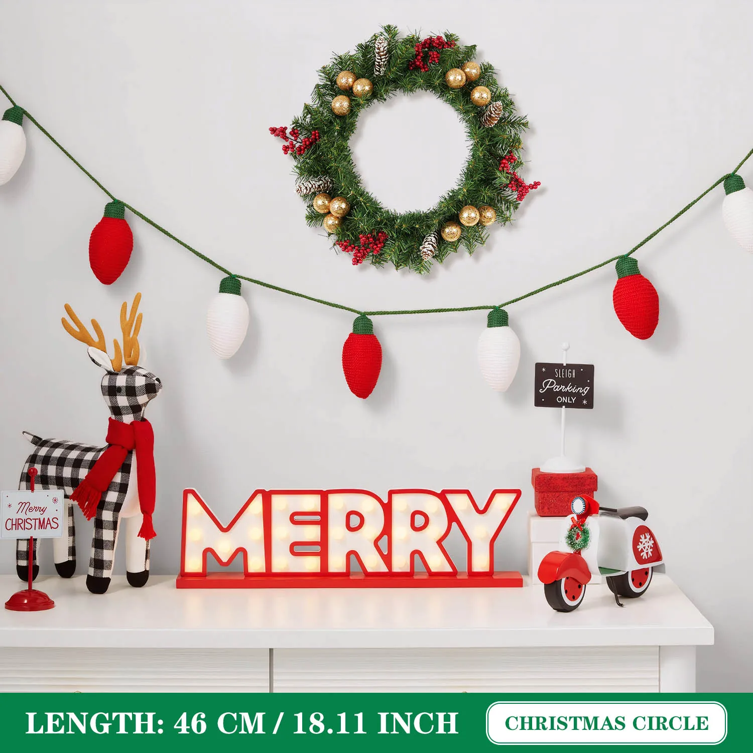 thumbnail image 1 of pieza de bolas navideñas artificiales doradas de 46 cm, guirnalda navideña de piñas para colgar en la pared, chimenea, árbol de Navidad, decoración de ventanas para fiestas, 1 of 5