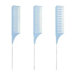 Professional Hair Styling & Coloring Comb Set - 3 Piece Salon Tool Kit (Blue A)