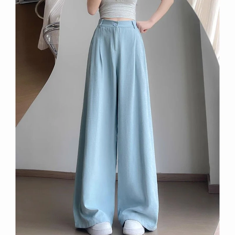 Women's High Waisted Wide Leg Pants - Korean Style Baggy Trousers