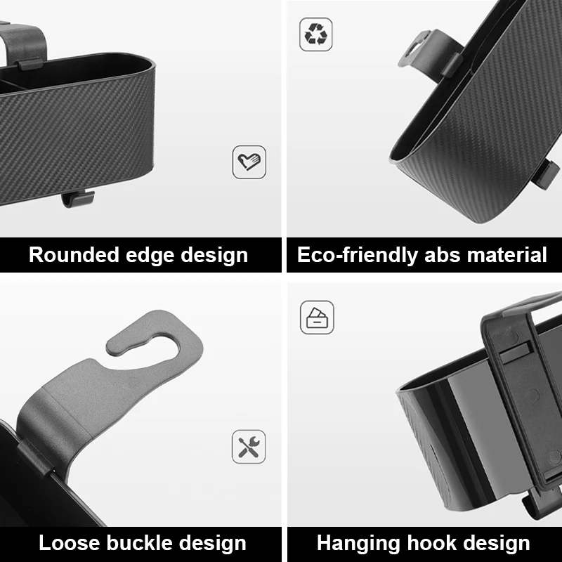 ABS Car Seat Back Storage Box with Hook Cup Holder for Universal Use