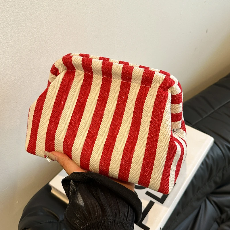 

Женская сумка-клатч с полосками, летняя пляжная сумка-кошелек на застежке, 2024